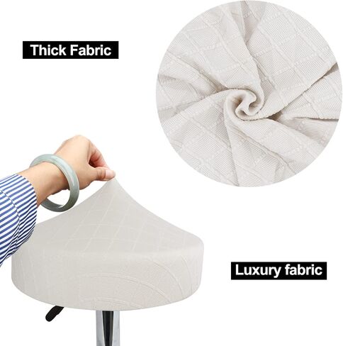 Bar Stool Covers 12-16" Luxury Fabric with Checkered Jacquard Elastic Fit Great, Easy to Install True to Color Washable, Wrinkle Resistant Dustproof (1, White) in Kuwait