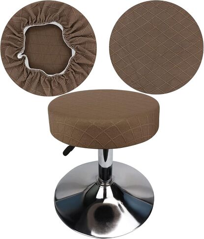 Bar Stool Covers 12-16" Luxury Fabric with Checkered Jacquard Elastic Fit Great, Easy to Install True to Color Washable, Wrinkle Resistant Dustproof (1, White) in Kuwait