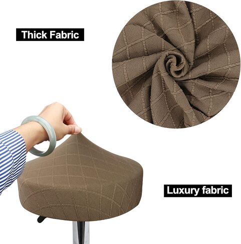 Bar Stool Covers 12-16" Luxury Fabric with Checkered Jacquard Elastic Fit Great, Easy to Install True to Color Washable, Wrinkle Resistant Dustproof (1, White) in Kuwait