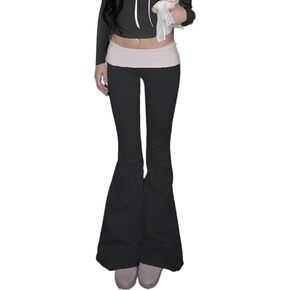Pbkabiug Bell Bottoms Pants for Women Y2K Contrast Flare Pants Flare Sweatpants Women Low Rise Sweatpants Cutecore Clothes in Kuwait