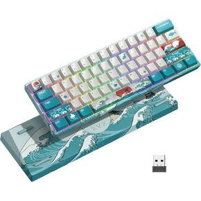 لوحة مفاتيح 60%، لوحة مفاتيح طبوغرافية، XVX M61 Pro بلوتوث/2.4 جيجا هرتز/USB-C لوحة مفاتيح ميكانيكية لاسلكية للألعاب، لوحة مفاتيح قابلة للتبديل السريع، لوحة مفاتيح مخصصة بمفتاح مسبق التشحيم RGB لنظام التشغيل Mac/Win in Kuwait