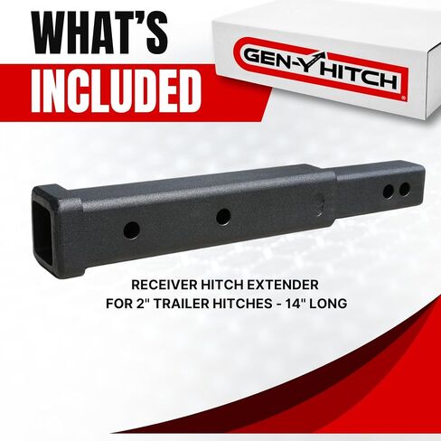 Gen-y Hitch Tow Tow Extender for 2 "جهاز استقبال | 10000 رطل السد سعة السحب | 500 رطل لسان الوزن | 14" × 2 "الحجم | الأسود in Saudi Arabia