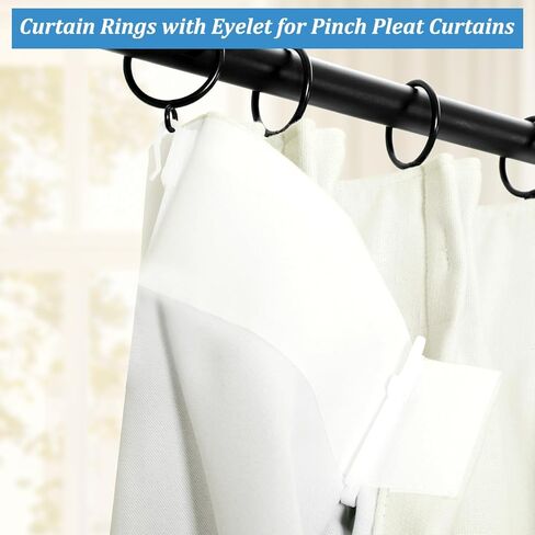 حلقات الستار مع الثقوب - 50 حزمة السنانير السوداء المعدنية للمعادن لستائر طية قرصة ، 2.0 "القطر الداخلي يناسب 1.5" قضيب ، ستارة شديدة الستائر معلقة in Kuwait