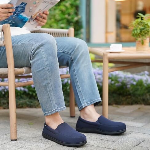 Men's Minimalist Memory Foam Slippers for Indoor/Outdoor, Breathable Knit House Shoes with Nonslip Rubber Sole in Kuwait