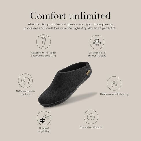 Glerups 100% quality wool mix Slipper with rubber sole - Unisex Slip-on in Saudi Arabia