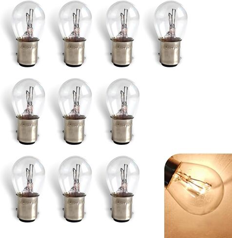 Pack-10 Car 1157 Brake Halogen Bulb, P21/5W S25 BAY15D Waterproof Shockproof Long Life Bulb Replacement Parts, High and Low Foot Double Filament Super Bright Bulb, Universal for Cars (White) in Saudi Arabia