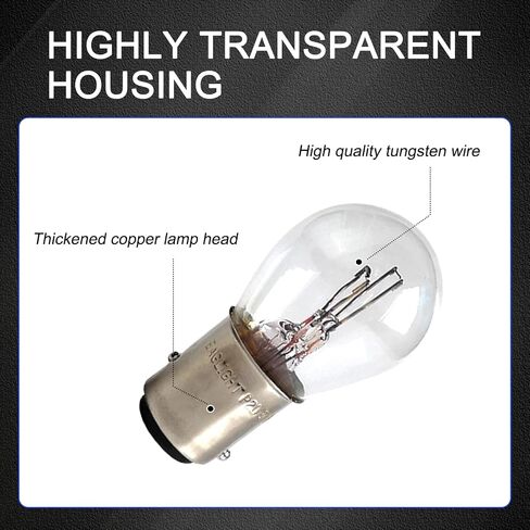Pack-10 Car 1157 Brake Halogen Bulb, P21/5W S25 BAY15D Waterproof Shockproof Long Life Bulb Replacement Parts, High and Low Foot Double Filament Super Bright Bulb, Universal for Cars (White) in Saudi Arabia