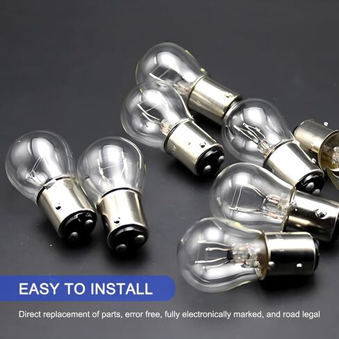 Pack-10 Car 1157 Brake Halogen Bulb, P21/5W S25 BAY15D Waterproof Shockproof Long Life Bulb Replacement Parts, High and Low Foot Double Filament Super Bright Bulb, Universal for Cars (White) in Saudi Arabia