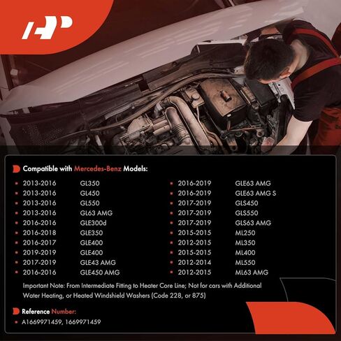 استبدال أنابيب سائل تبريد المياه A-premium لـ Mercedes-Benz GLE-Class 2016-2018 GLS-CLASS 2017-2019 GL-CLASS 2013-2016 ML CLASS ، 3.0L 3.5L 5.5L in Saudi Arabia