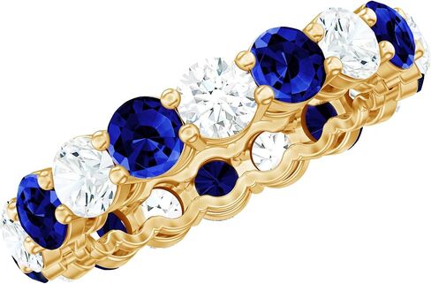 Certified Lab Grown Blue Sapphire Eternity Band, AAAA Quality, Sapphire Moissanite Wedding Ring (Ideal for Gift) in Saudi Arabia
