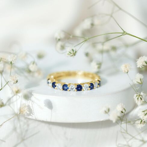 Certified Lab Grown Blue Sapphire Eternity Band, AAAA Quality, Sapphire Moissanite Wedding Ring (Ideal for Gift) in Saudi Arabia