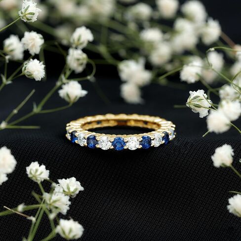 Certified Lab Grown Blue Sapphire Eternity Band, AAAA Quality, Sapphire Moissanite Wedding Ring (Ideal for Gift) in Saudi Arabia