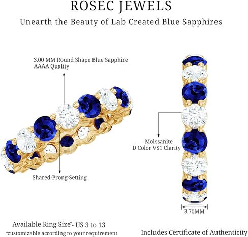 Certified Lab Grown Blue Sapphire Eternity Band, AAAA Quality, Sapphire Moissanite Wedding Ring (Ideal for Gift) in Saudi Arabia