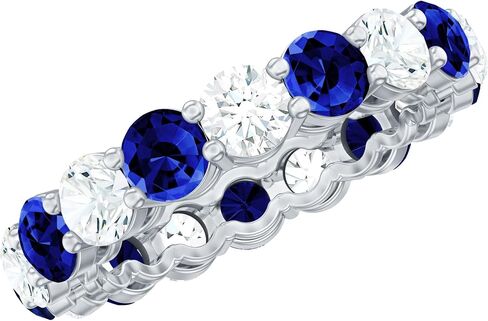 Certified Lab Grown Blue Sapphire Eternity Band, AAAA Quality, Sapphire Moissanite Wedding Ring (Ideal for Gift) in Saudi Arabia