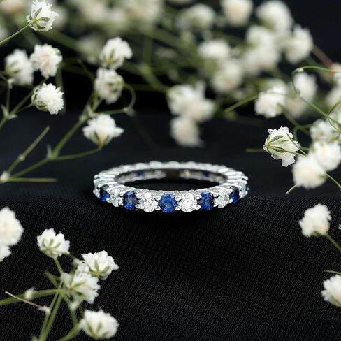Certified Lab Grown Blue Sapphire Eternity Band, AAAA Quality, Sapphire Moissanite Wedding Ring (Ideal for Gift) in Saudi Arabia