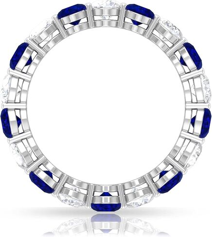 Certified Lab Grown Blue Sapphire Eternity Band, AAAA Quality, Sapphire Moissanite Wedding Ring (Ideal for Gift) in Saudi Arabia
