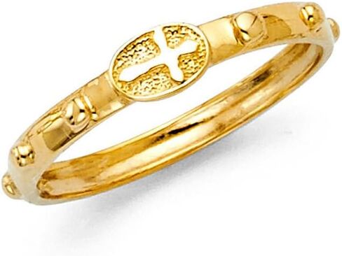 المجوهرات 14K الذهب الأصفر الصفراء الجانبية الإيمان الديني الصليب الوردية الحلقة 5-ETERNITY RING للنساء in Saudi Arabia