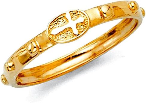 المجوهرات 14K الذهب الأصفر الصفراء الجانبية الإيمان الديني الصليب الوردية الحلقة 5-ETERNITY RING للنساء in Saudi Arabia