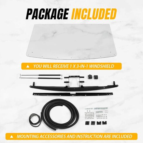Kuafu 3-in-1 Flip Windshield متوافق مع 2013+ Polaris Ranger XP 900 1000 Crew Diesel Gas Spring-Clear in Saudi Arabia