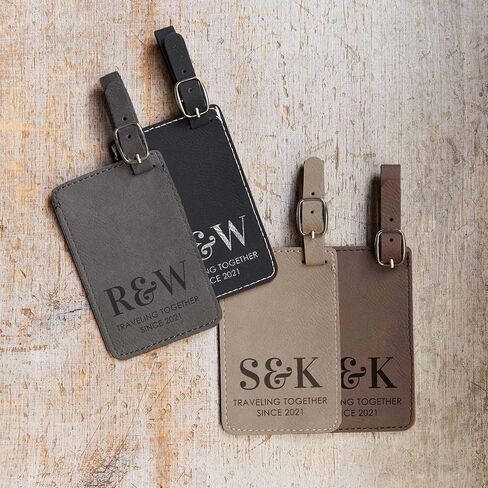 Lifetime Creations Personalized Mr and Mrs Luggage Tags - Wedding Gifts for Couples 2025, Engagement, Honeymoon Essentials, Bridal Shower Gift (Dark & Light Brown Vegan Leather, 2 Count) in Saudi Arabia