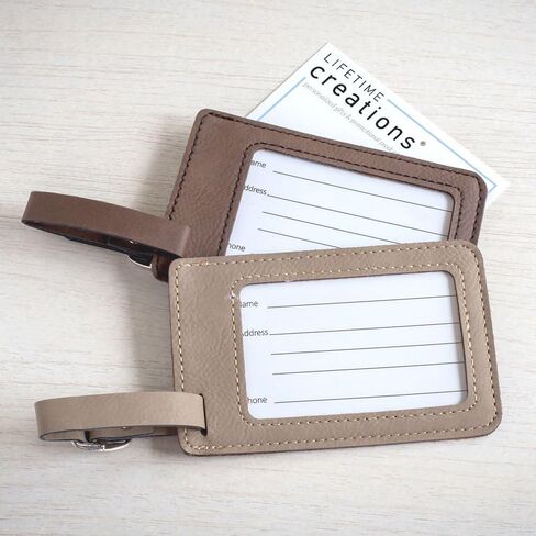 Lifetime Creations Personalized Mr and Mrs Luggage Tags - Wedding Gifts for Couples 2025, Engagement, Honeymoon Essentials, Bridal Shower Gift (Dark & Light Brown Vegan Leather, 2 Count) in Saudi Arabia