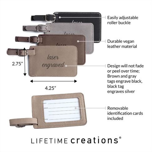 Lifetime Creations Personalized Mr and Mrs Luggage Tags - Wedding Gifts for Couples 2025, Engagement, Honeymoon Essentials, Bridal Shower Gift (Dark & Light Brown Vegan Leather, 2 Count) in Saudi Arabia