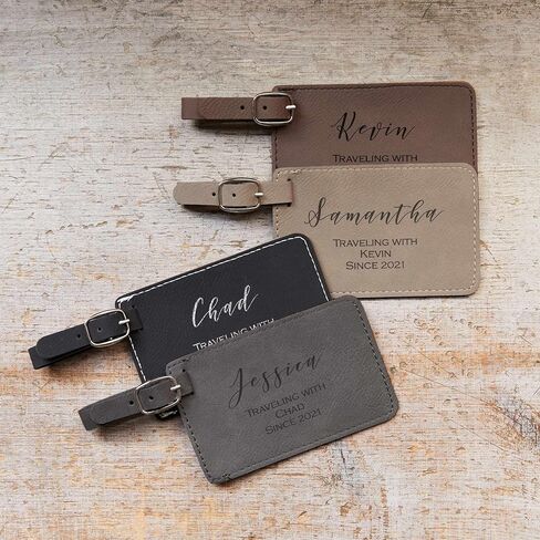 Lifetime Creations Personalized Mr and Mrs Luggage Tags - Wedding Gifts for Couples 2025, Engagement, Honeymoon Essentials, Bridal Shower Gift (Dark & Light Brown Vegan Leather, 2 Count) in Saudi Arabia