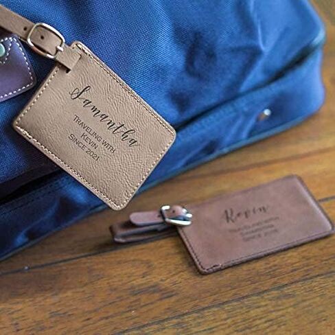 Lifetime Creations Personalized Mr and Mrs Luggage Tags - Wedding Gifts for Couples 2025, Engagement, Honeymoon Essentials, Bridal Shower Gift (Dark & Light Brown Vegan Leather, 2 Count) in Saudi Arabia