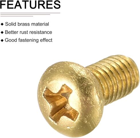M3x25mm(DXL) Brass Phillips Machine Screws - 60Pack - Good for Machinery Industry - Pan Head Fastening Screw - Brass Tone in Saudi Arabia