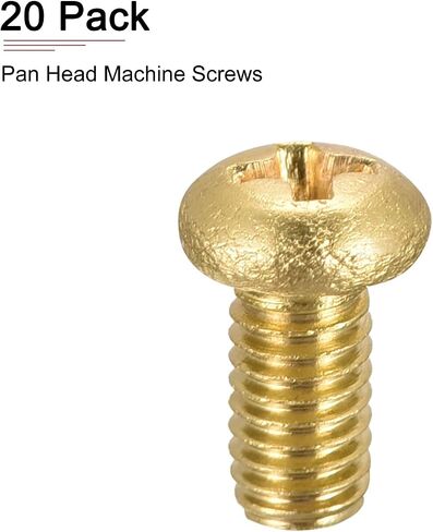 M3x25mm(DXL) Brass Phillips Machine Screws - 60Pack - Good for Machinery Industry - Pan Head Fastening Screw - Brass Tone in Saudi Arabia