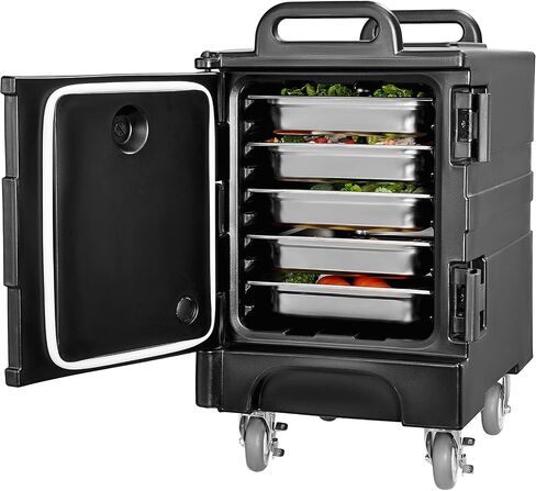 VEVOR Insulated Food Pan Carrier, 82 Qt Hot Box for Catering, LLDPE Food Box Carrier with Double Buckles, Front Loading Food Warmer with Handles, Stackable End Loader for Restaurant, Canteen, etc. Bla in Saudi Arabia