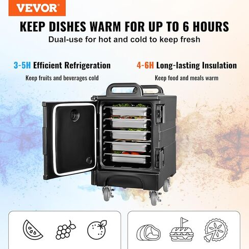 VEVOR Insulated Food Pan Carrier, 82 Qt Hot Box for Catering, LLDPE Food Box Carrier with Double Buckles, Front Loading Food Warmer with Handles, Stackable End Loader for Restaurant, Canteen, etc. Bla in Saudi Arabia