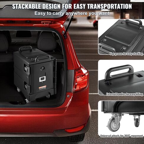 VEVOR Insulated Food Pan Carrier, 82 Qt Hot Box for Catering, LLDPE Food Box Carrier with Double Buckles, Front Loading Food Warmer with Handles, Stackable End Loader for Restaurant, Canteen, etc. Bla in Saudi Arabia