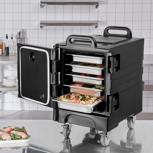 VEVOR Insulated Food Pan Carrier, 82 Qt Hot Box for Catering, LLDPE Food Box Carrier with Double Buckles, Front Loading Food Warmer with Handles, Stackable End Loader for Restaurant, Canteen, etc. Bla in Saudi Arabia