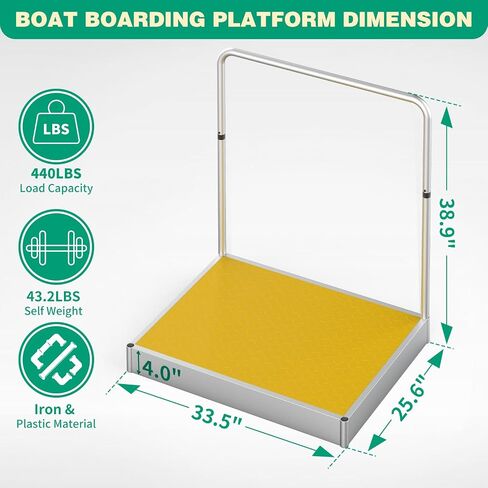 Boat Boarding Platform with Handrail, Foldable Dock Boarding Platform with Handle(500LBs Capacity,Silver) in Saudi Arabia