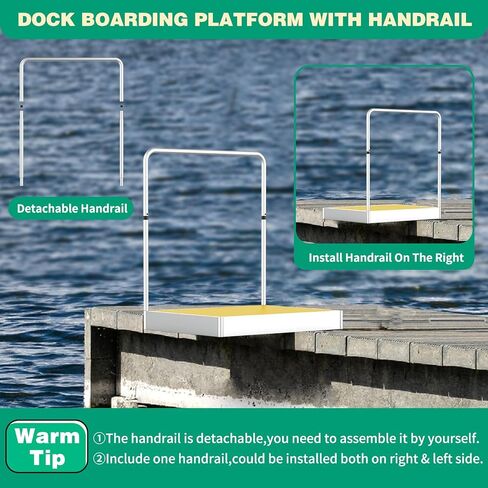 Boat Boarding Platform with Handrail, Foldable Dock Boarding Platform with Handle(500LBs Capacity,Silver) in Saudi Arabia