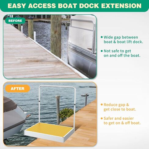 Boat Boarding Platform with Handrail, Foldable Dock Boarding Platform with Handle(500LBs Capacity,Silver) in Saudi Arabia