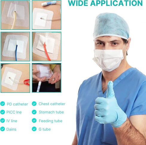 Split Drain Adhesive Bandages 4" x 4" Pre-Cut for Feeding Tubes, Dialysis Catheters & Drains - Soft Non-Stick Pad - Individually Wrapped 20 Pack Wound Dressing Pads in Saudi Arabia