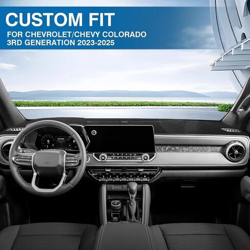 KUST Car Dash Cover for Chevy Chevrolet Colorado 2023-2025 2026 Non-Slip Polyester Center Console Dashboard Cover Interior Accessories for Colorado Custom Fit Dash Mat Sunshade No Glare Black in Saudi Arabia