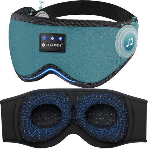 ZUMUSEN Bluetooth Sleep Headphones, 3D Wireless Music Eye Mask with Ultra-Thin Stereo Speakers, Adjustable Sleep Mask for Side Sleepers, Perfect for Travel, Meditation, Relaxation in Saudi Arabia