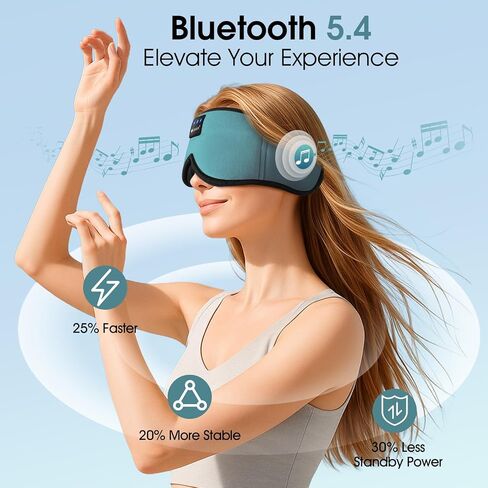 ZUMUSEN Bluetooth Sleep Headphones, 3D Wireless Music Eye Mask with Ultra-Thin Stereo Speakers, Adjustable Sleep Mask for Side Sleepers, Perfect for Travel, Meditation, Relaxation in Saudi Arabia