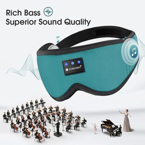 ZUMUSEN Bluetooth Sleep Headphones, 3D Wireless Music Eye Mask with Ultra-Thin Stereo Speakers, Adjustable Sleep Mask for Side Sleepers, Perfect for Travel, Meditation, Relaxation in Saudi Arabia