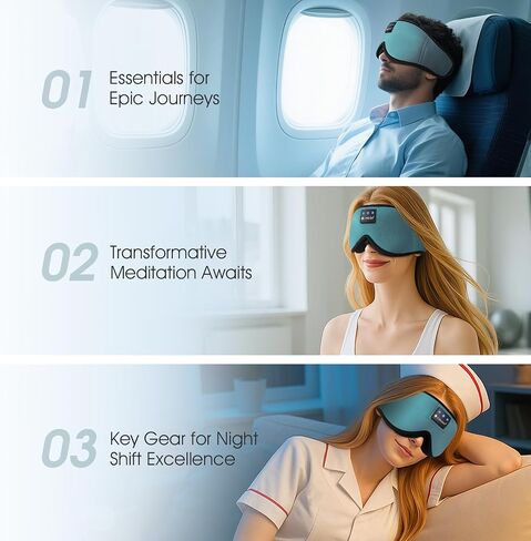 ZUMUSEN Bluetooth Sleep Headphones, 3D Wireless Music Eye Mask with Ultra-Thin Stereo Speakers, Adjustable Sleep Mask for Side Sleepers, Perfect for Travel, Meditation, Relaxation in Saudi Arabia