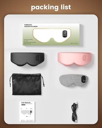 Heated Eye Mask - Cordless Eye Mask for Dry Eyes, FSA HSA Eligible, Eye Relief, Improved Sleep, Timed Shutdown, 4 Temperature, Washable Eye Heating Pad for Travel and with Replaceable Shell in Saudi Arabia