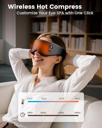 Heated Eye Mask - Cordless Eye Mask for Dry Eyes, FSA HSA Eligible, Eye Relief, Improved Sleep, Timed Shutdown, 4 Temperature, Washable Eye Heating Pad for Travel and with Replaceable Shell in Saudi Arabia