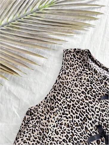 GORGLITTER Girl's Leopard Print Bow Tank Top Cute Crewneck Sleeveless Split Cheetah Tee in Saudi Arabia