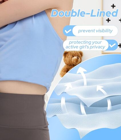 Girls Tank Tops Double Lined Crop Tops High Crew Neck Racerback Cropped Basic Sleeveless Dance Top for Ballet Yoga Gymnastics in Saudi Arabia