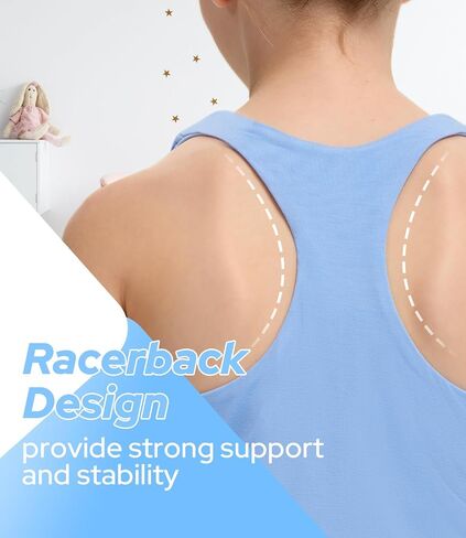 Girls Tank Tops Double Lined Crop Tops High Crew Neck Racerback Cropped Basic Sleeveless Dance Top for Ballet Yoga Gymnastics in Saudi Arabia