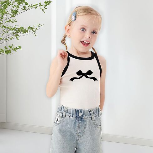 الفتيات قمم دبابة لطيف preppy preppyless القوس القمصان القمصان طفل طفل الصغار المحصول الصيفي محصول الأطفال 3-8 سنوات in Kuwait