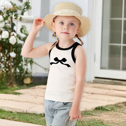 الفتيات قمم دبابة لطيف preppy preppyless القوس القمصان القمصان طفل طفل الصغار المحصول الصيفي محصول الأطفال 3-8 سنوات in Kuwait